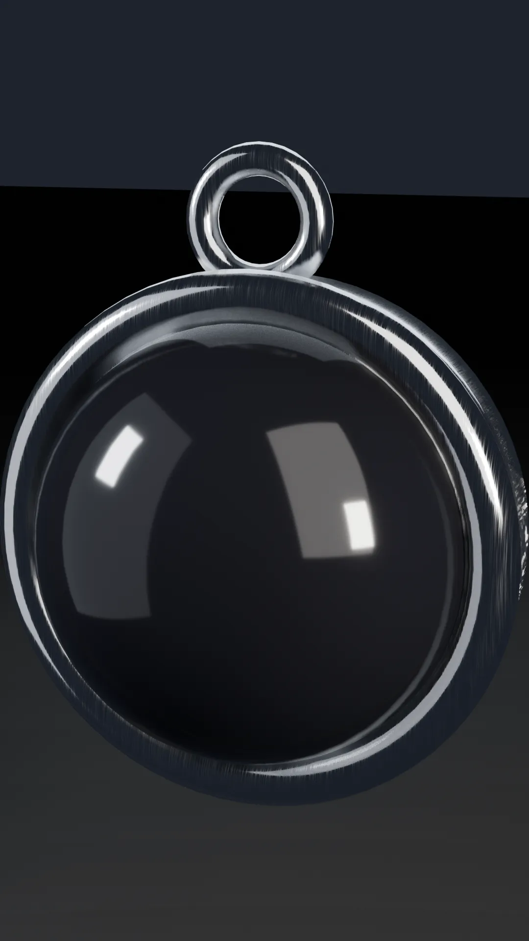 A chrome CCTV surveillance camera rendered as a pendant-scale sculpture.