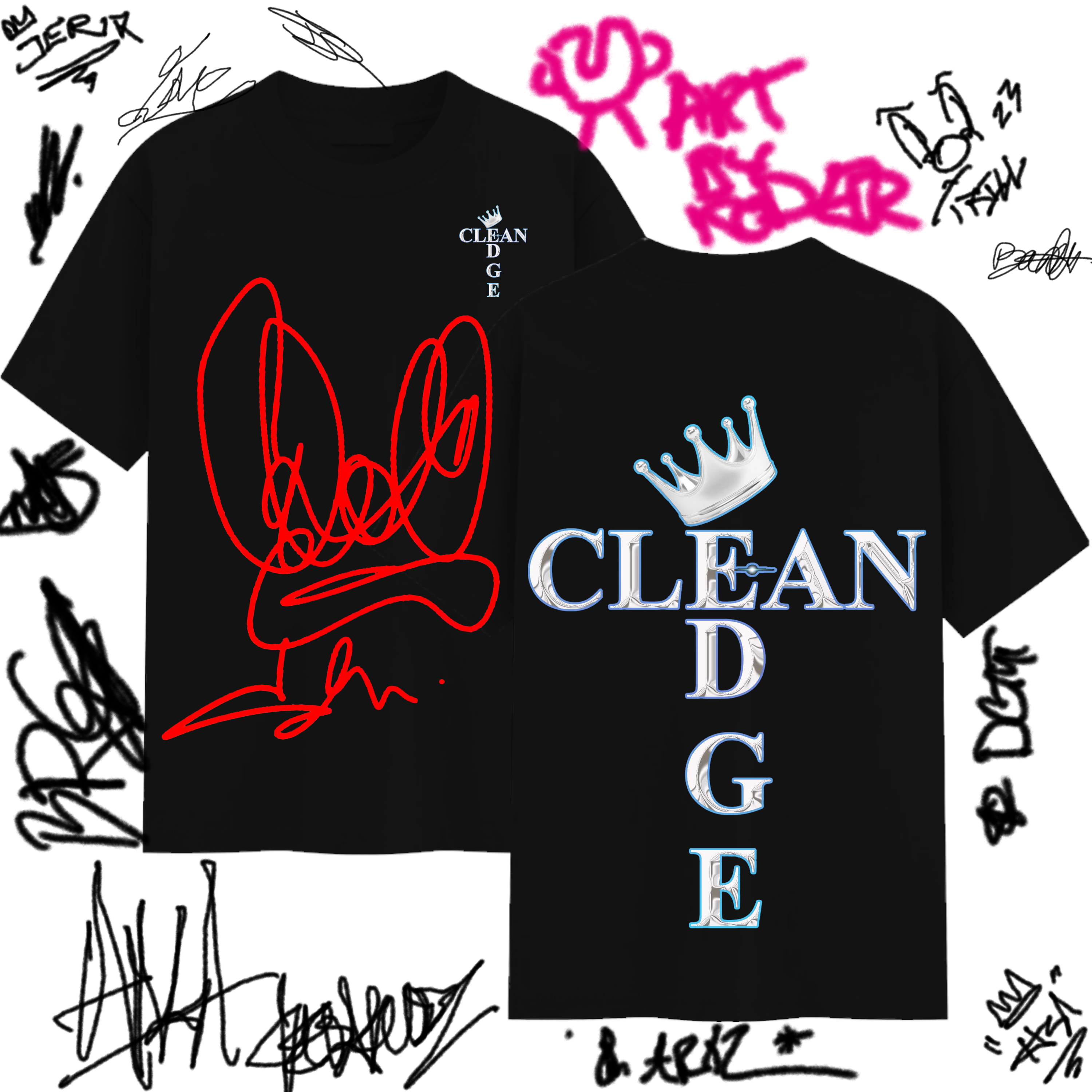 Shirt designed by Vision with co-signatures.